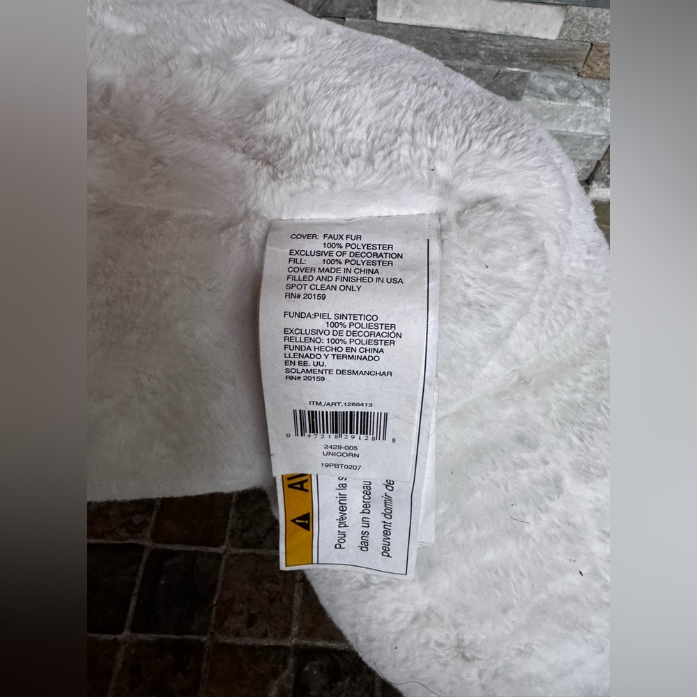 Large Plush Unicorn Backrest Pillow - White and Yellow - Picture 5 of 5